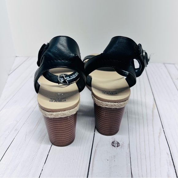 FRYE AND CO. New without Box Livia Black and Tan Wedge Sandals Size 10M - Picture 9 of 10